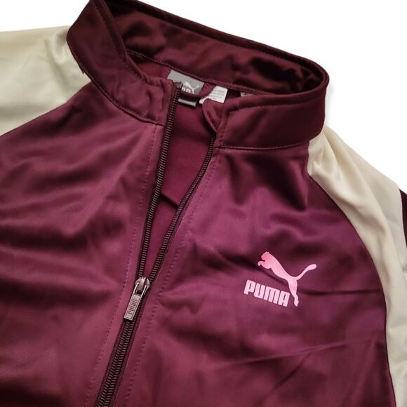 Puma Retro Girl's Track Jacket in Fig & Pink - Picture 3 of 5